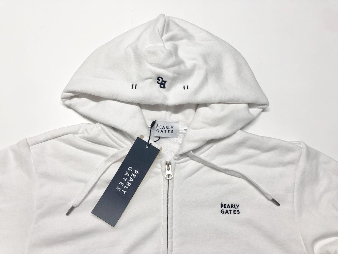○★新品未使用　PEARLY GATES　裏毛フルジップパーカー　5　白