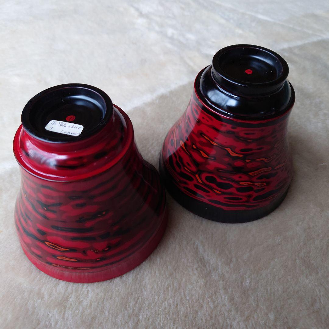 佐竹康宏　個展作品　天然木くり抜き　漆塗り椀　黒赤二客組