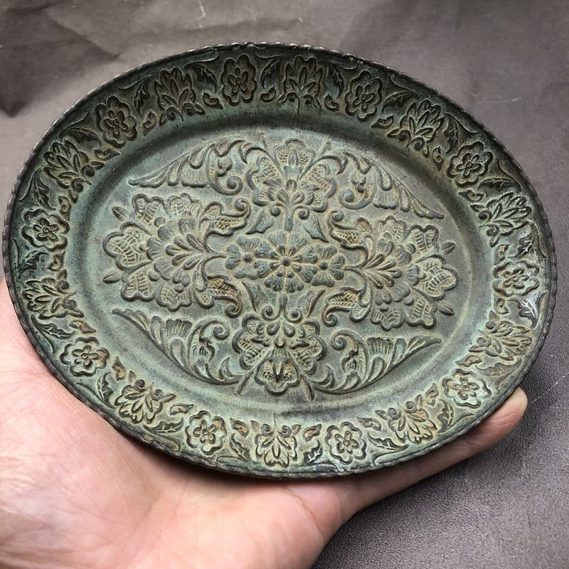 銅器 銅盤 銅皿 花開富貴盤   開運 風水 招財 置物 工芸品