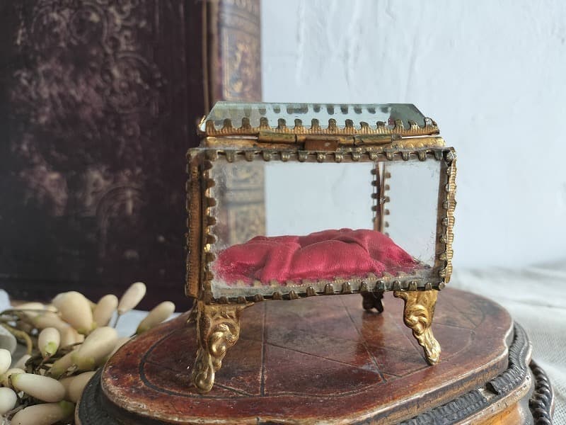 フランス アンティーク クリスタル 5面 ジュエリーケース 1900年　美品