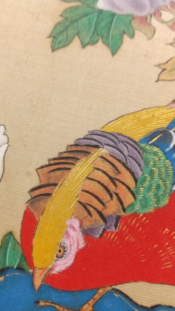 喜多武清(可庵) 花鳥図 絹本まくり