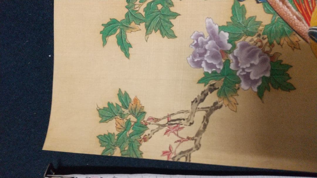 喜多武清(可庵) 花鳥図 絹本まくり