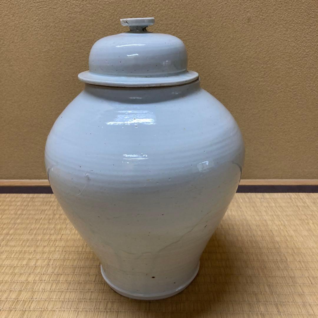 李朝白磁　蓋物壺
