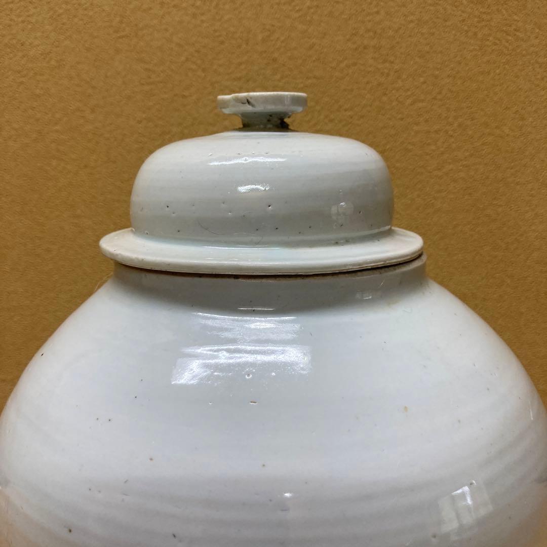 李朝白磁　蓋物壺