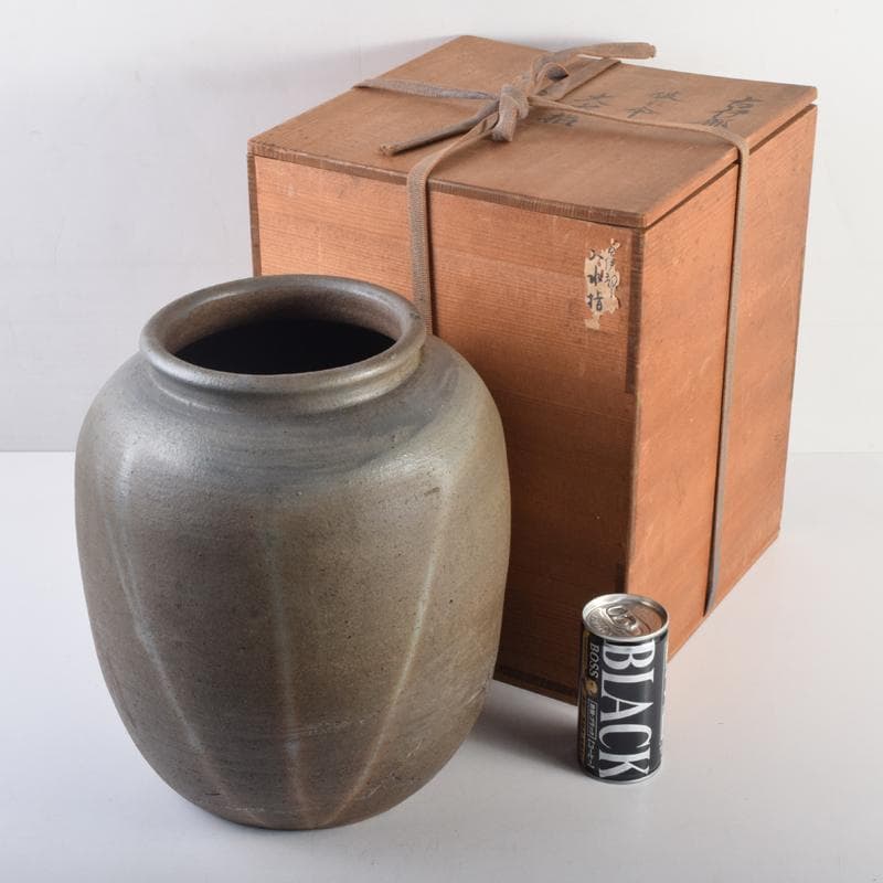 伊部焼　古伊部　大水指　壺　高さ約29㎝　時代箱　MR8815B