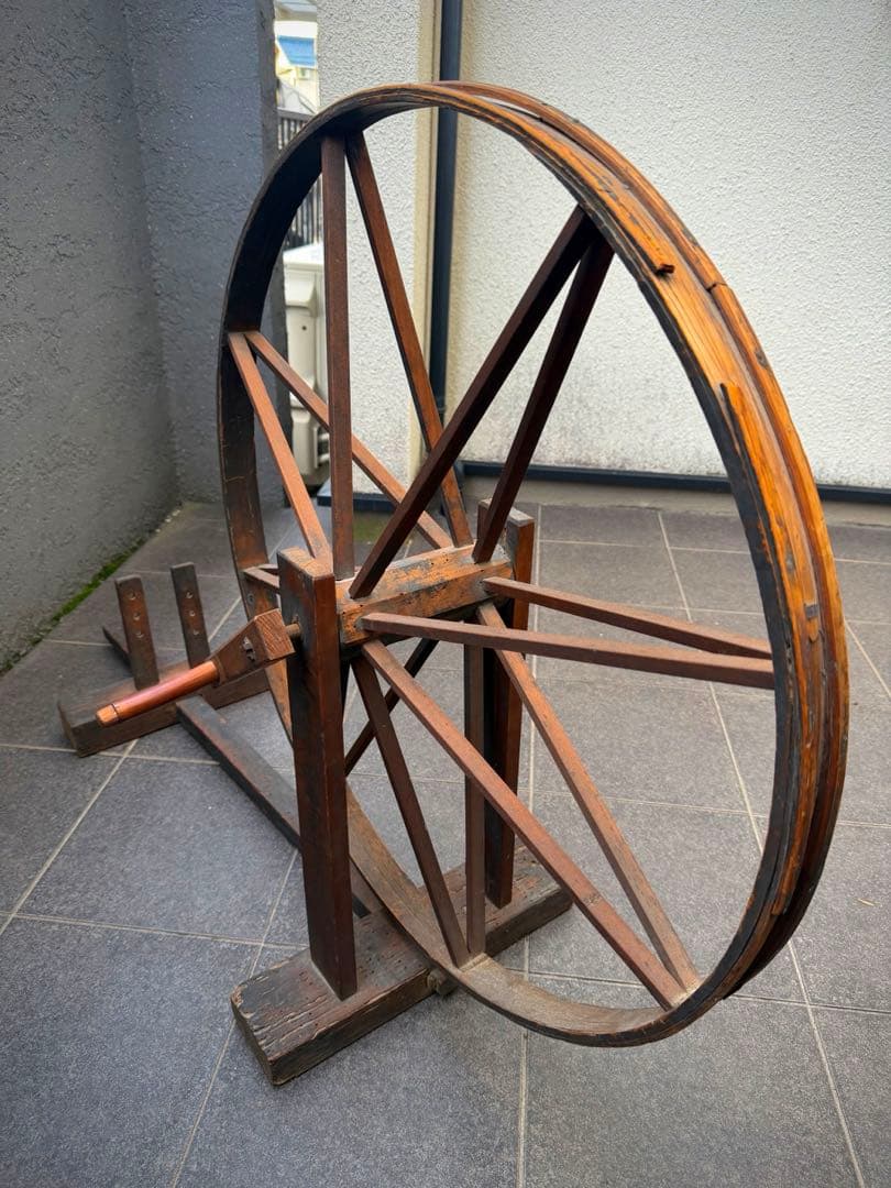 古い手紡ぎ車 糸車　機織　古道具