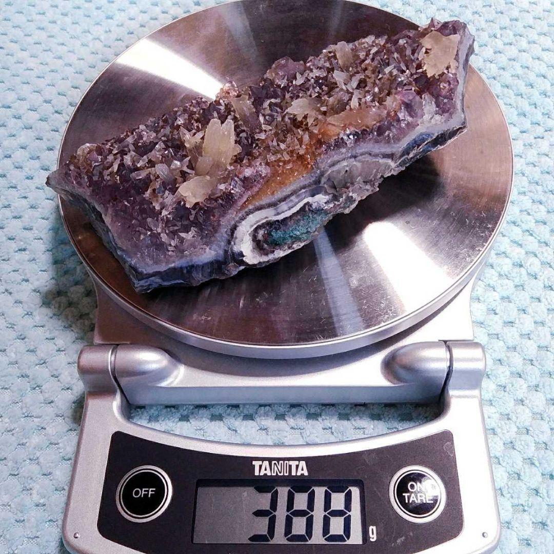 ⑭珍品! アメジスト ドッグトゥース カルサイト共生 犬牙状 原石 クラスター