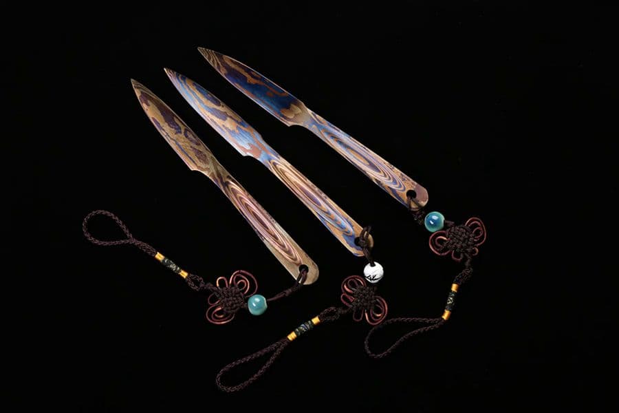 武具　刀装具  連体金茶刀   百錬模様鋼  手鍛造打 1本