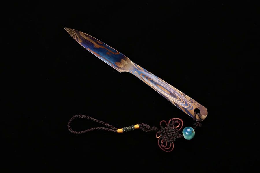 武具　刀装具  連体金茶刀   百錬模様鋼  手鍛造打 1本