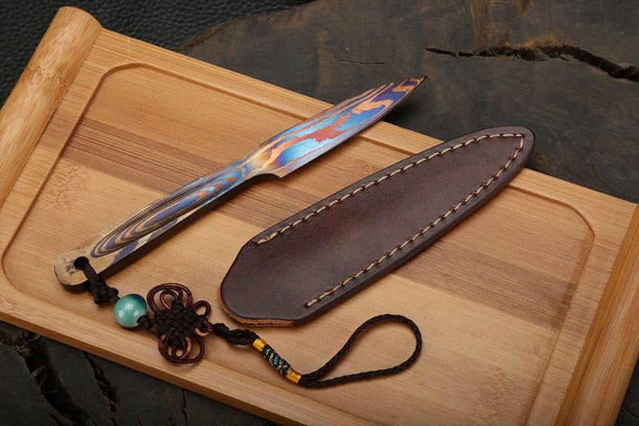 武具　刀装具  連体金茶刀   百錬模様鋼  手鍛造打 1本