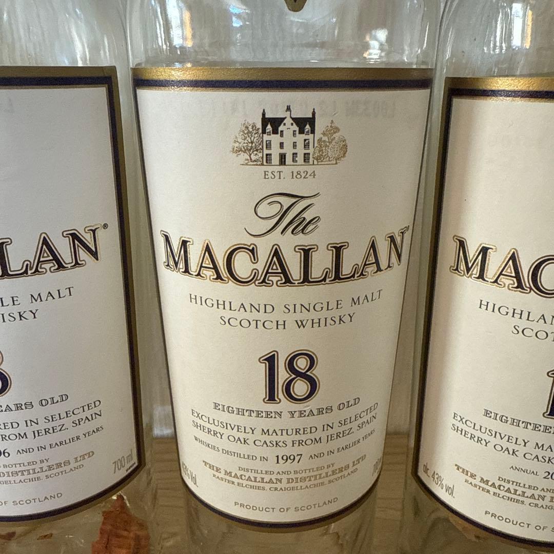 マッカラン18年　空瓶　未洗浄　コルク折れ　コルク栓違い　計5本