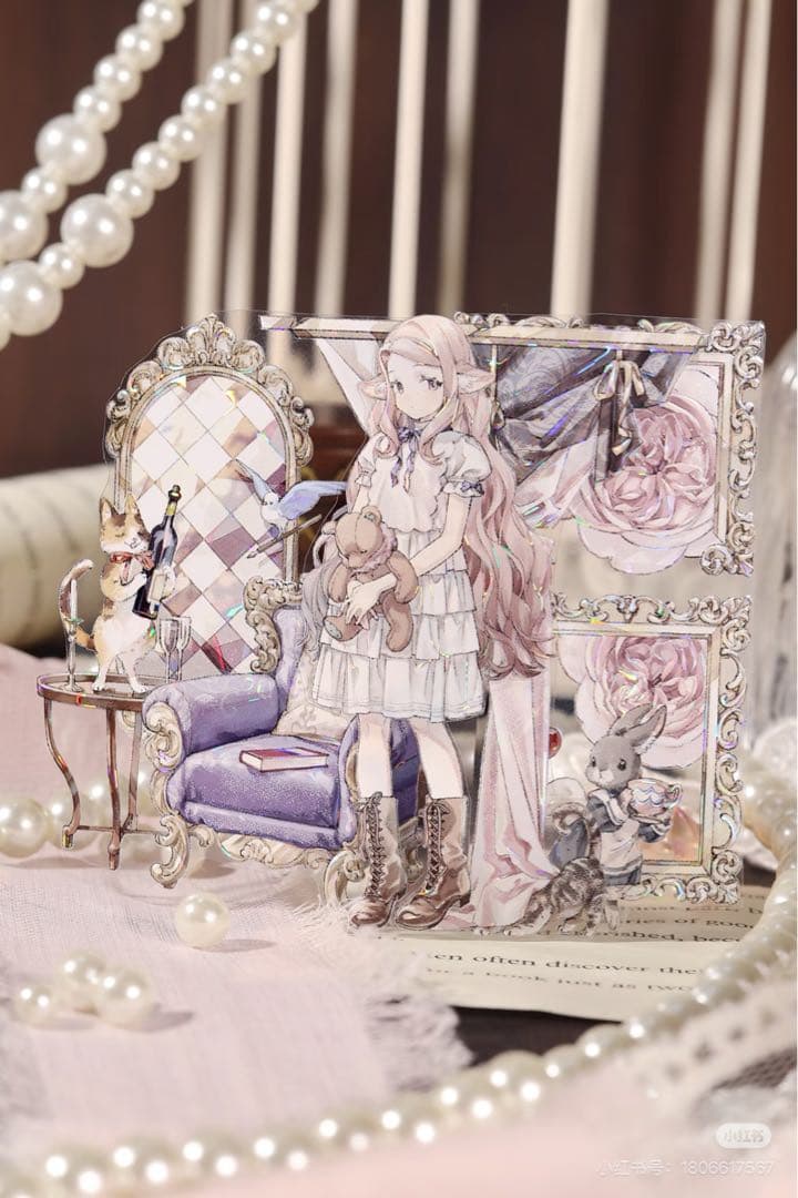 【9096】海外　マスキングテープ　3/5/巻　貝殻光　人物系　女の子　バラ荘園