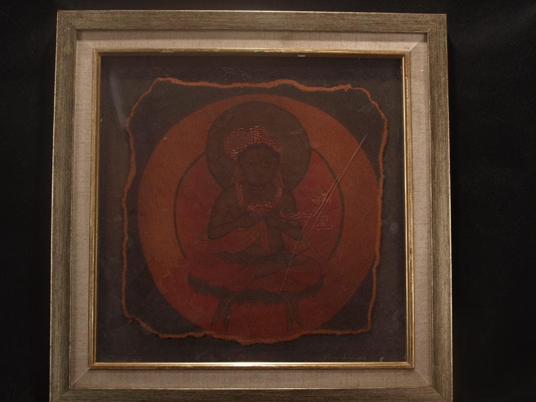 中国唐時代　敦煌莫高窟壁画 彩絵　人物像 発掘品 AK1829A8-4