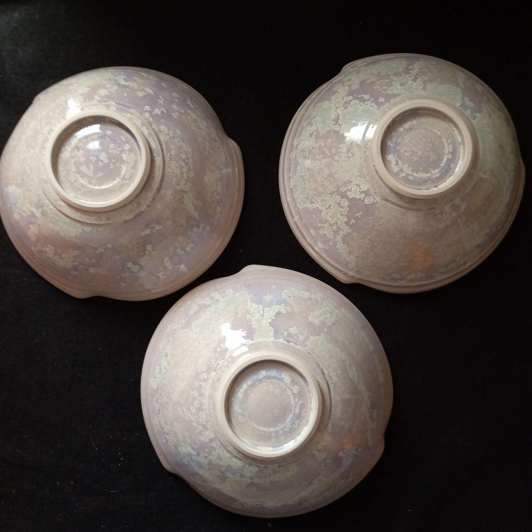 茶道具　春の茶会　大寄せ茶会　桜吹雪　藤紫結晶釉　3鉢　菓子鉢　盛鉢