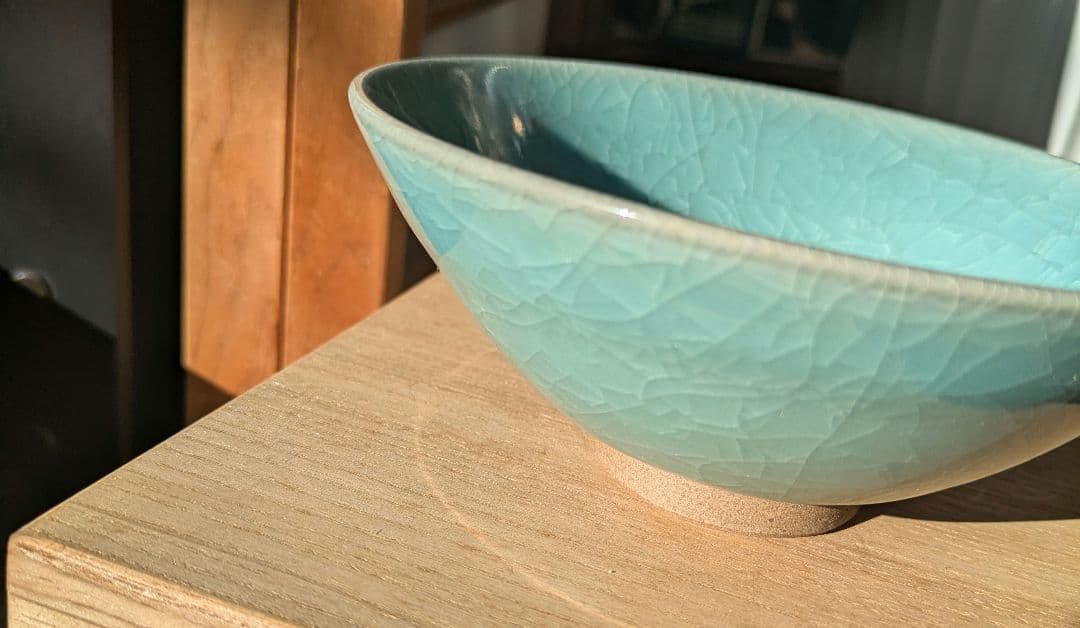 小笠原長春 青瓷茶碗 茶道具 共箱 美品 特選品