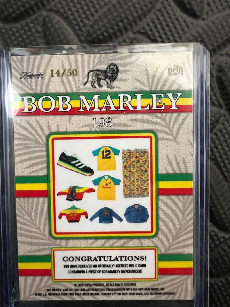 【至高の1枚】ボブ・マーリー 実使用生地封入・限定50枚 シリアル入りトレカ