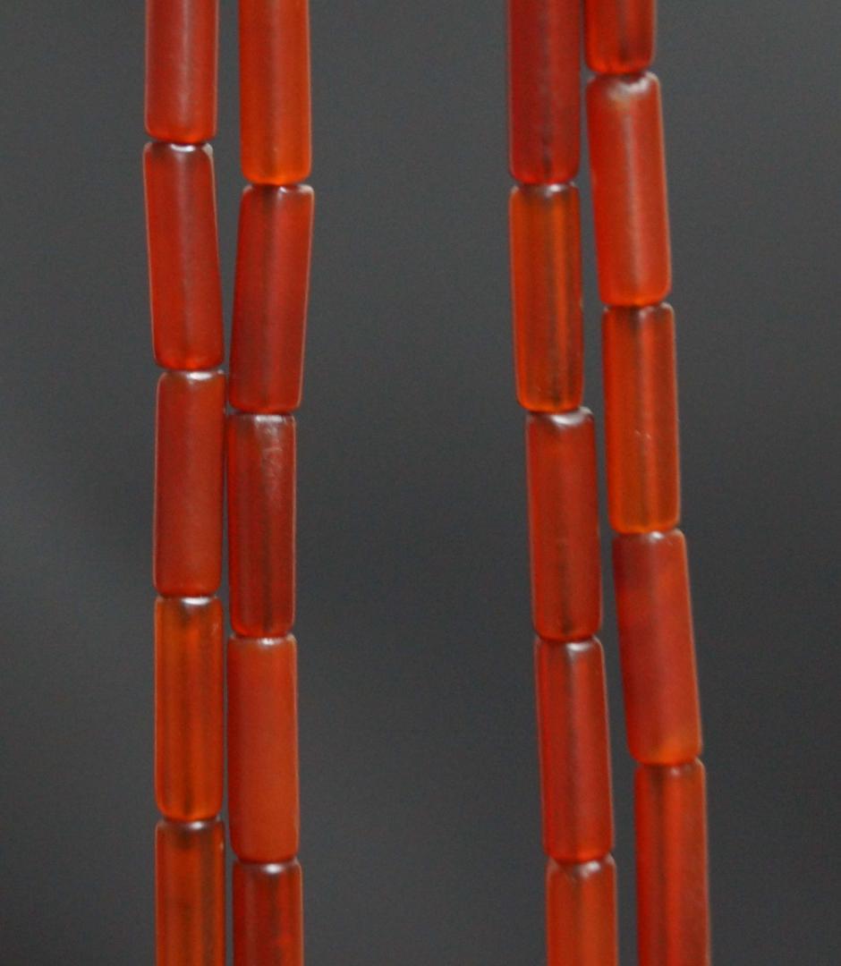 オールドDziビーズアンティーク カーネリアン管玉(50個) マーラーネックレス