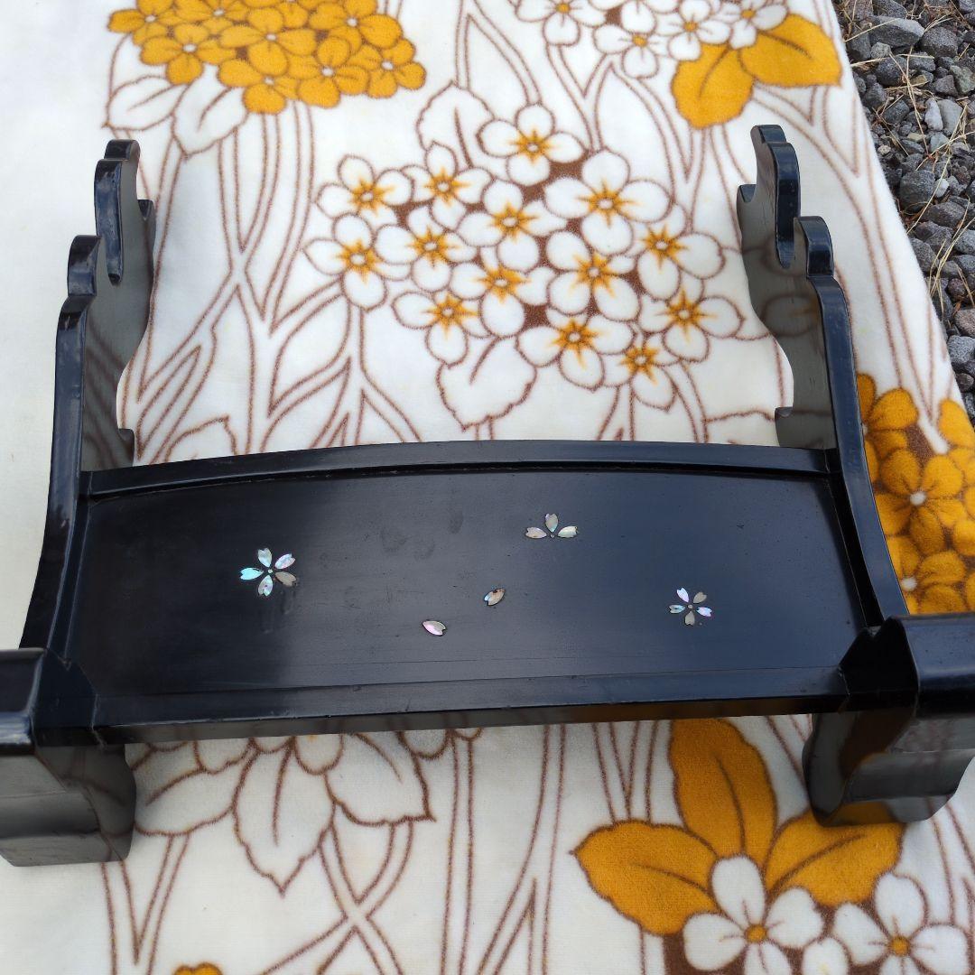 刀掛 螺鈿 葵の御紋 家紋 木製 金 漆 日本刀 太刀 武道具 模造刀