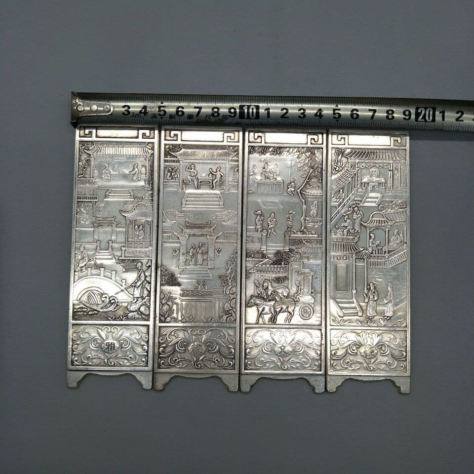 雅趣文豪屏風 細工 彫刻 工芸品 美術品 置物