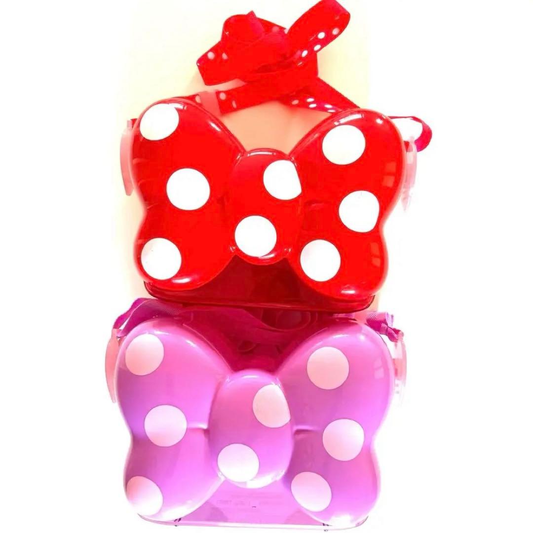 ディズニー　ミニー　デイジー　リボンポップコーンバケット　レッド　パープル　廃盤