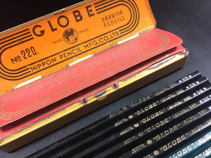 レトロ鉛筆、昭和レトロ鉛筆、古い鉛筆、廃盤鉛筆、GLOBE鉛筆、アンティーク