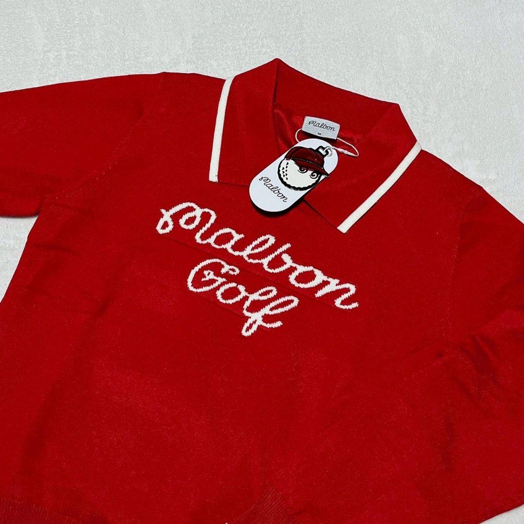新品　マルボン　malbon　ゴルフ　裏地付ニット　レッド　M　レディース