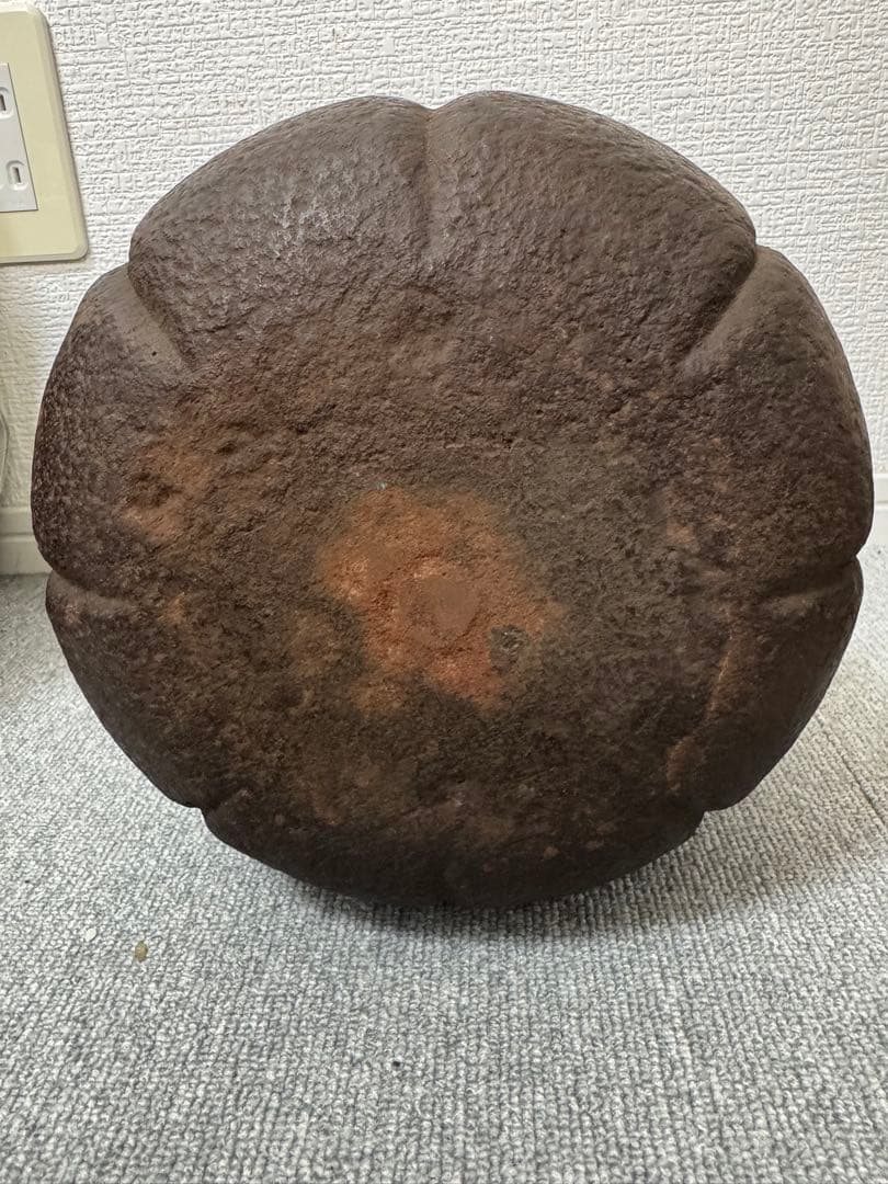 アンティーク　丸型茶釜 蓋付き