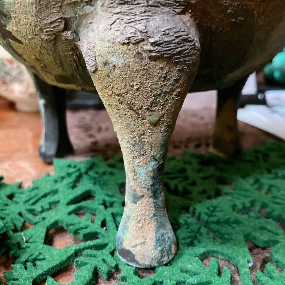 鼎　三足　青銅器　中国　骨董品　戦国時代 軌敦　三足　敦　蓋付 楚
