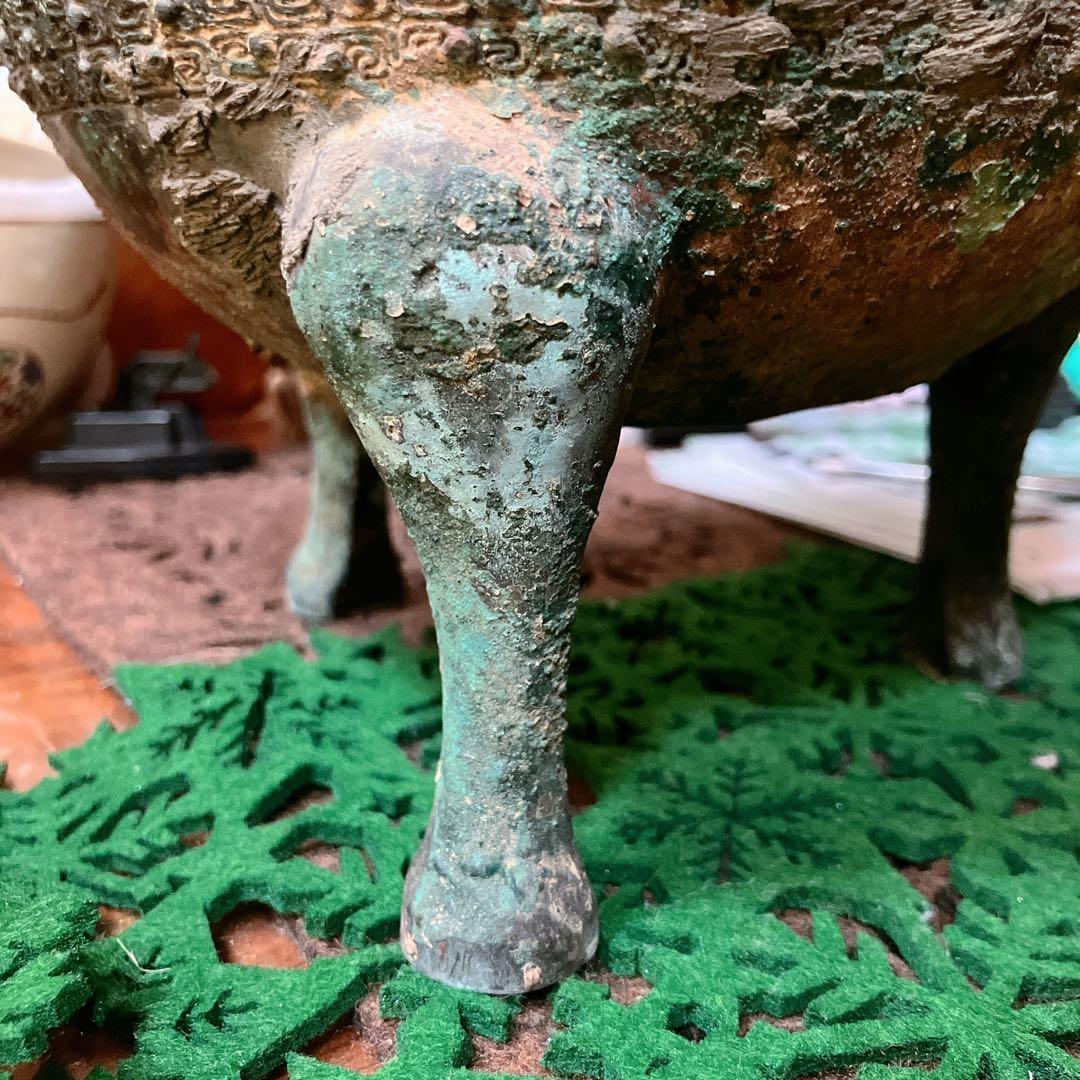 鼎　三足　青銅器　中国　骨董品　戦国時代 軌敦　三足　敦　蓋付 楚