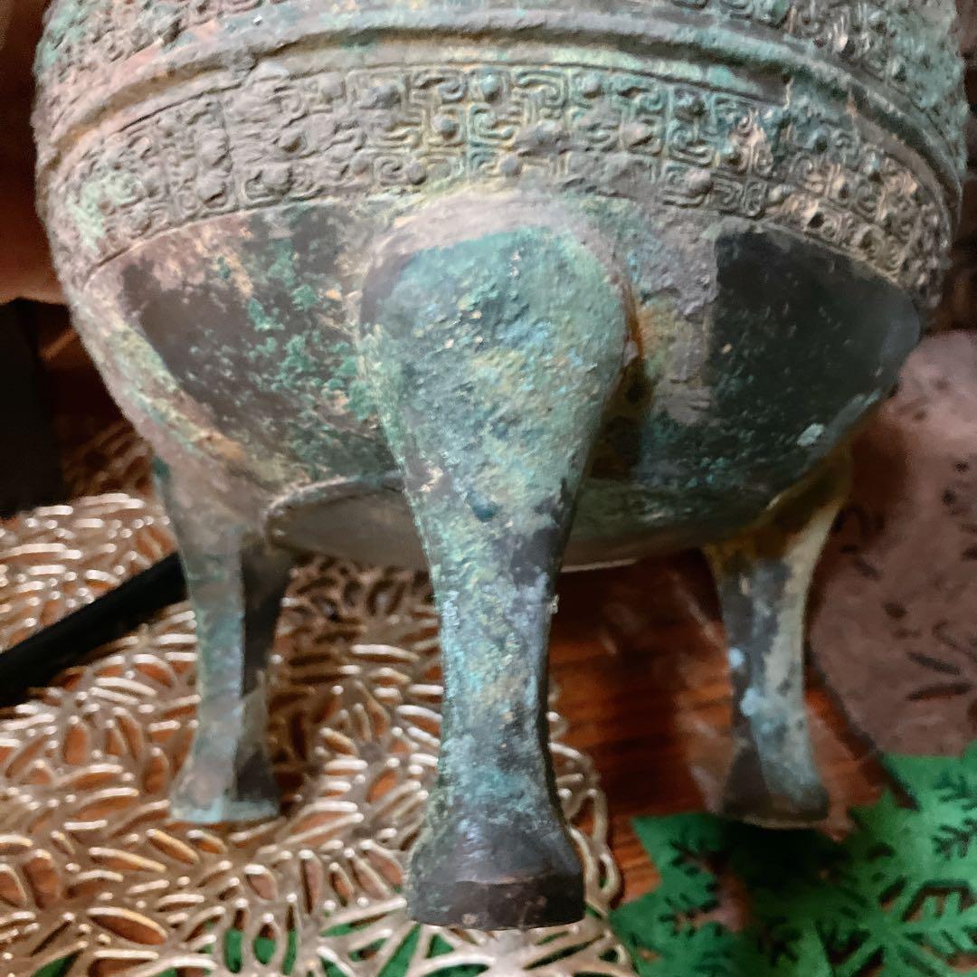 鼎　三足　青銅器　中国　骨董品　戦国時代 軌敦　三足　敦　蓋付 楚