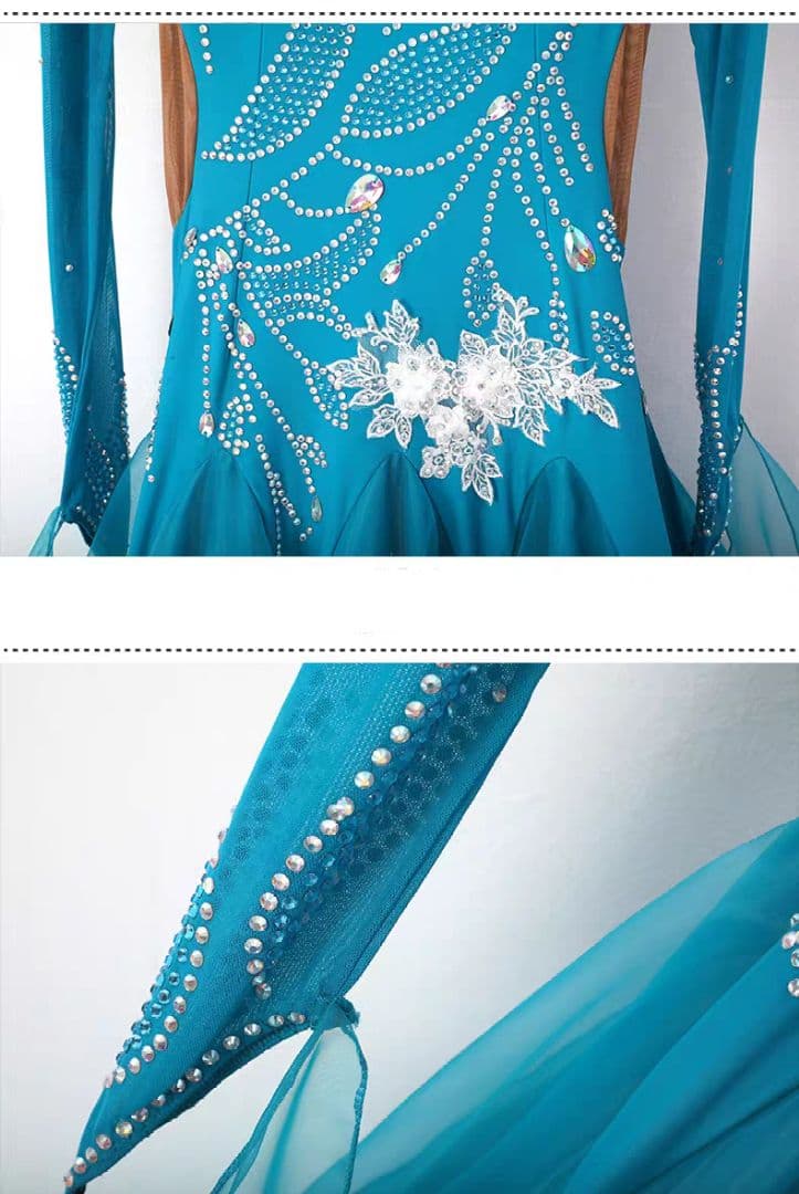 華やか✭ロング花柄ドレス★ダンス映え魅力✭エレガントシーンに最適