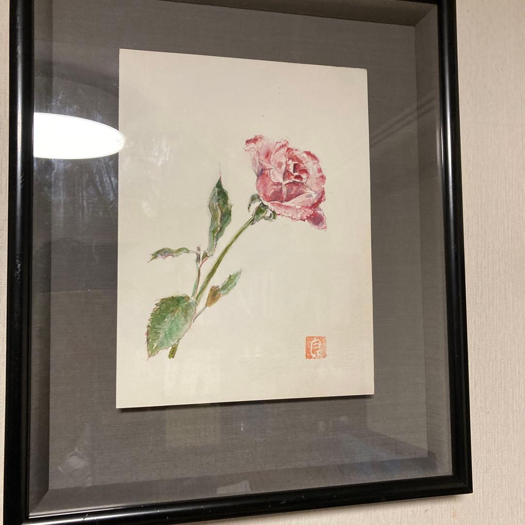 高級額　水彩画　薔薇