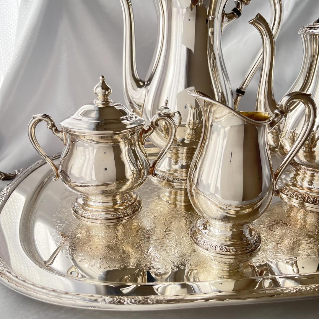 【CAMILLE】ティーサービス 5点 トレー ティーポット 薔薇のレリーフ