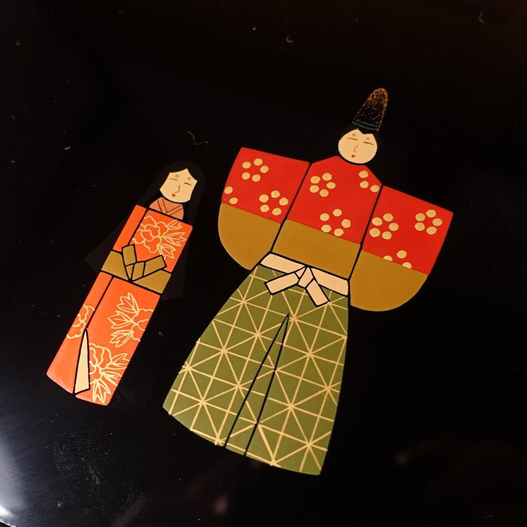 輪島塗 最高峰 慶塚 黒塗 図替 立雛蒔絵 銘々皿 5客 共箱