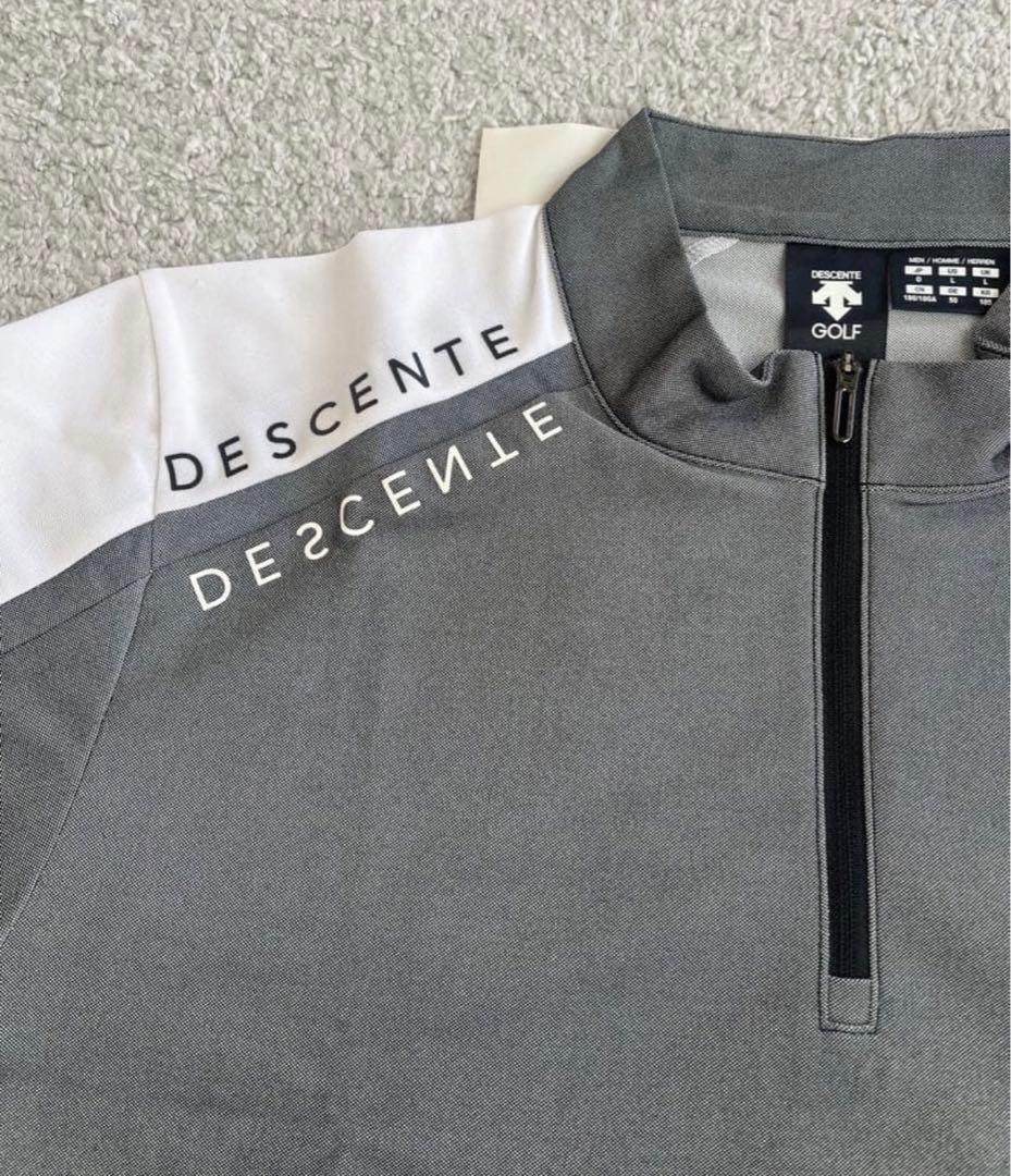 DESCENTE ゴルフシャツ ハーフジップ グレー　メンズ