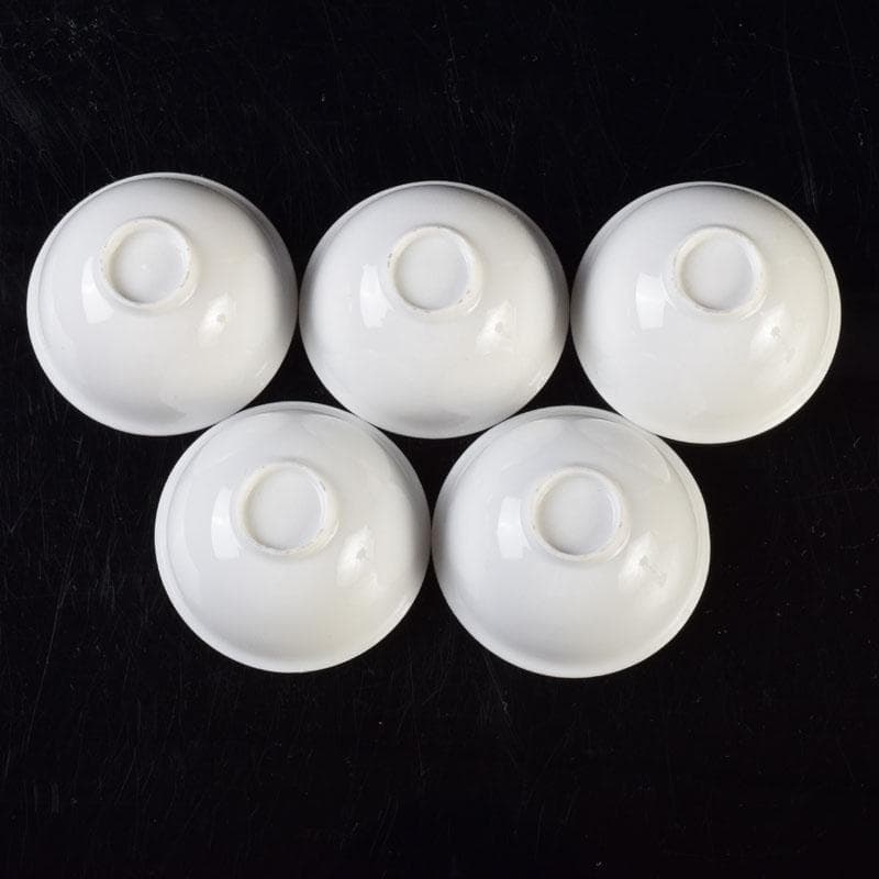 中国　徳化窯白磁　煎茶碗　五客　時代箱付　V　8593