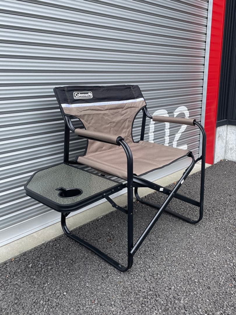 【Coleman】コールマンサイドテーブル付きデッキチェアグレージュ　2脚セット