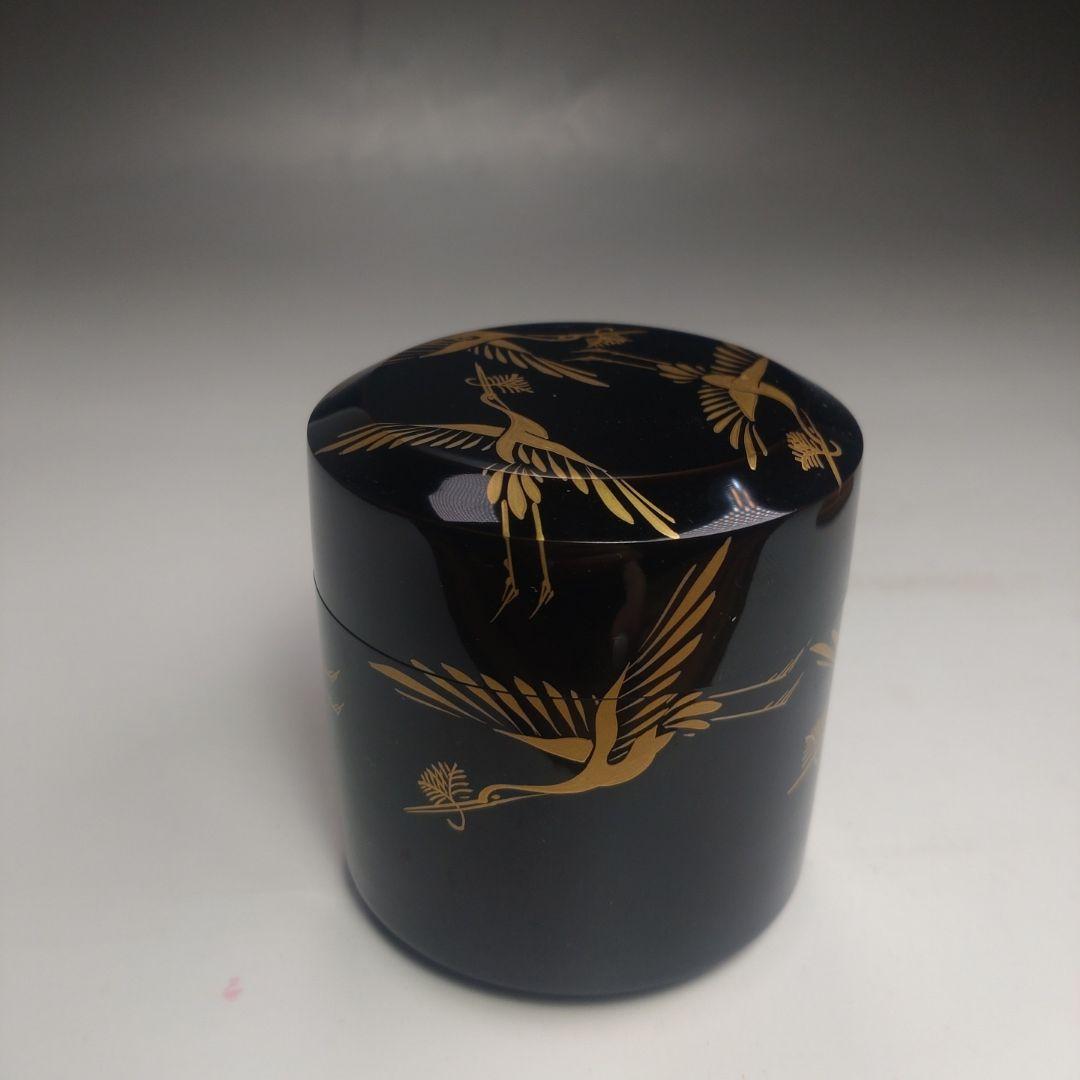 イ164 棗『吉水宗白　極箱　花押』『松喰鶴　雪吹　棗』茶道具