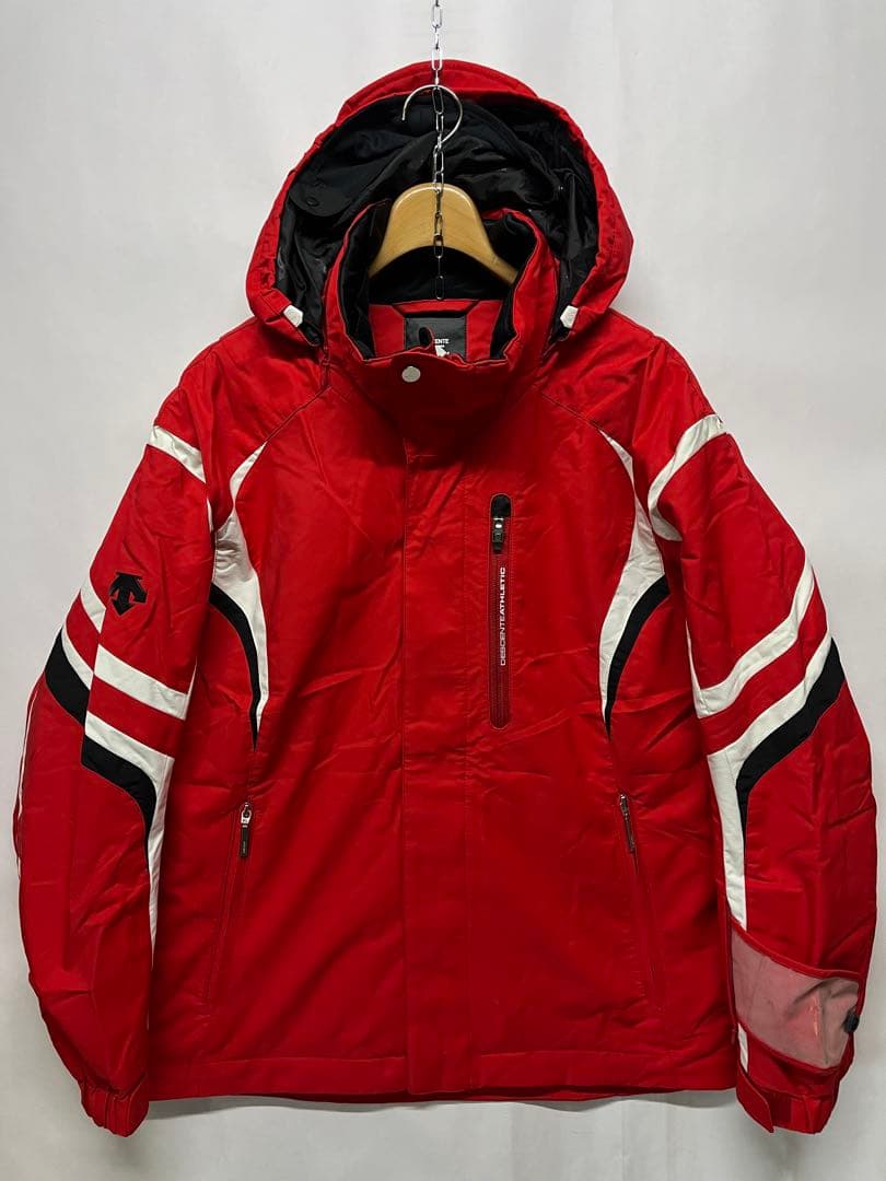 良好 デサント heatnaviメンズ スノボーウエア ジャケット 赤 サイズL