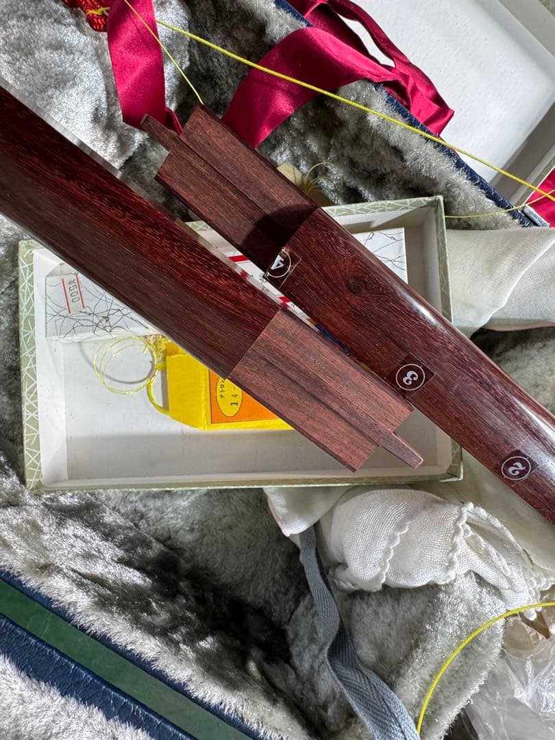 9-津軽三味線?　高級糸巻き 紅木？ハードケース&付属