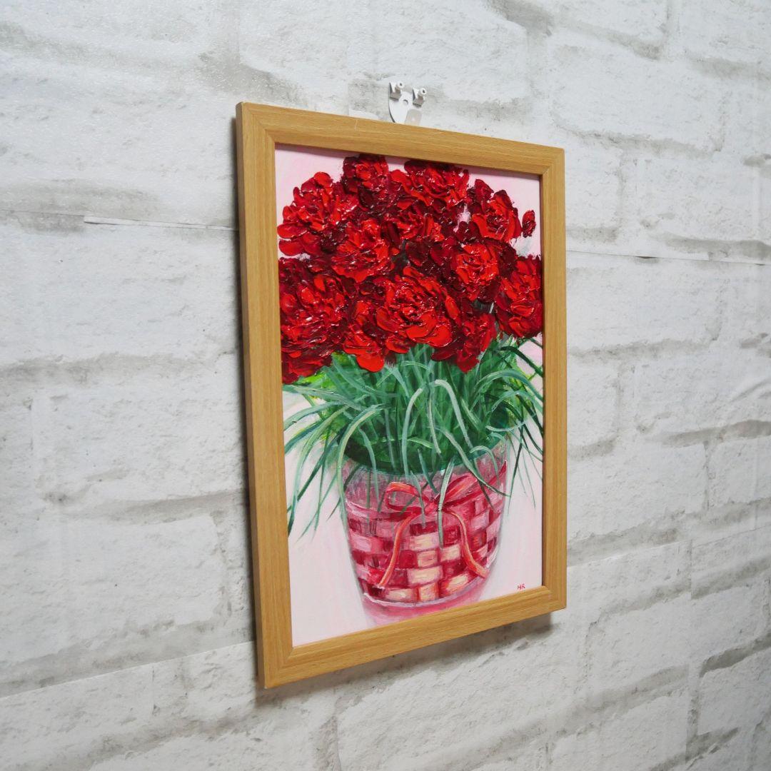 油絵 絵画 【赤いカーネーション】