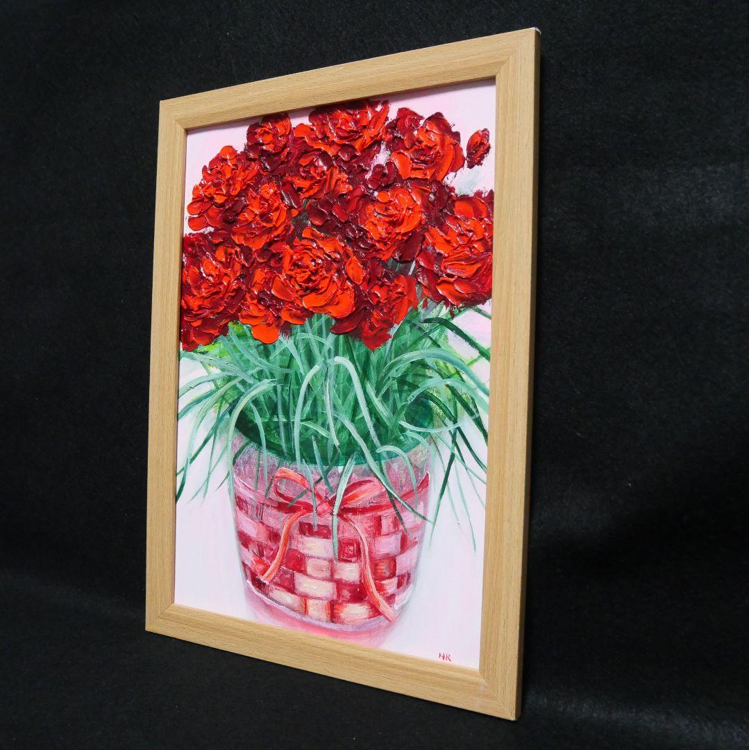 油絵 絵画 【赤いカーネーション】