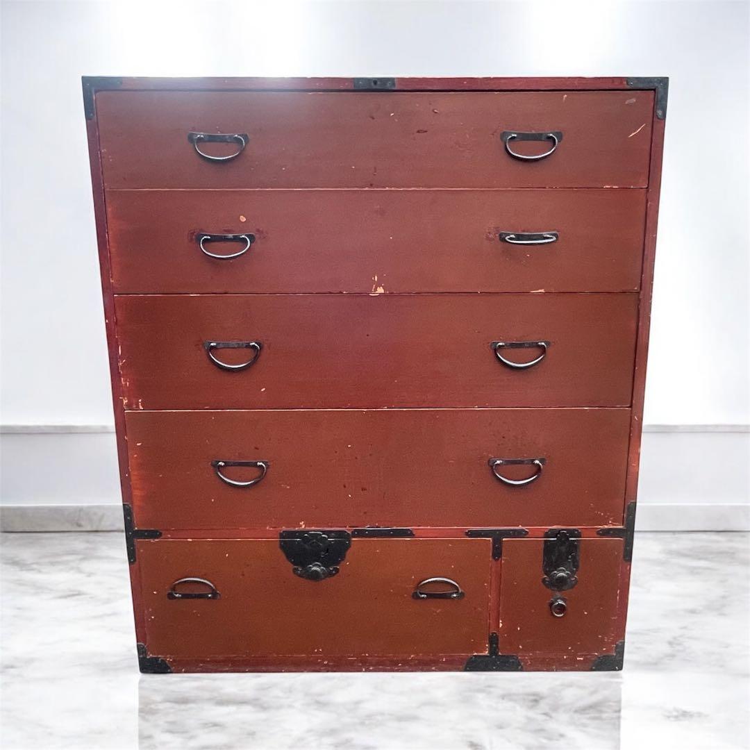 時代箪笥　五段　収納家具　アンティーク 大正　昭和家具