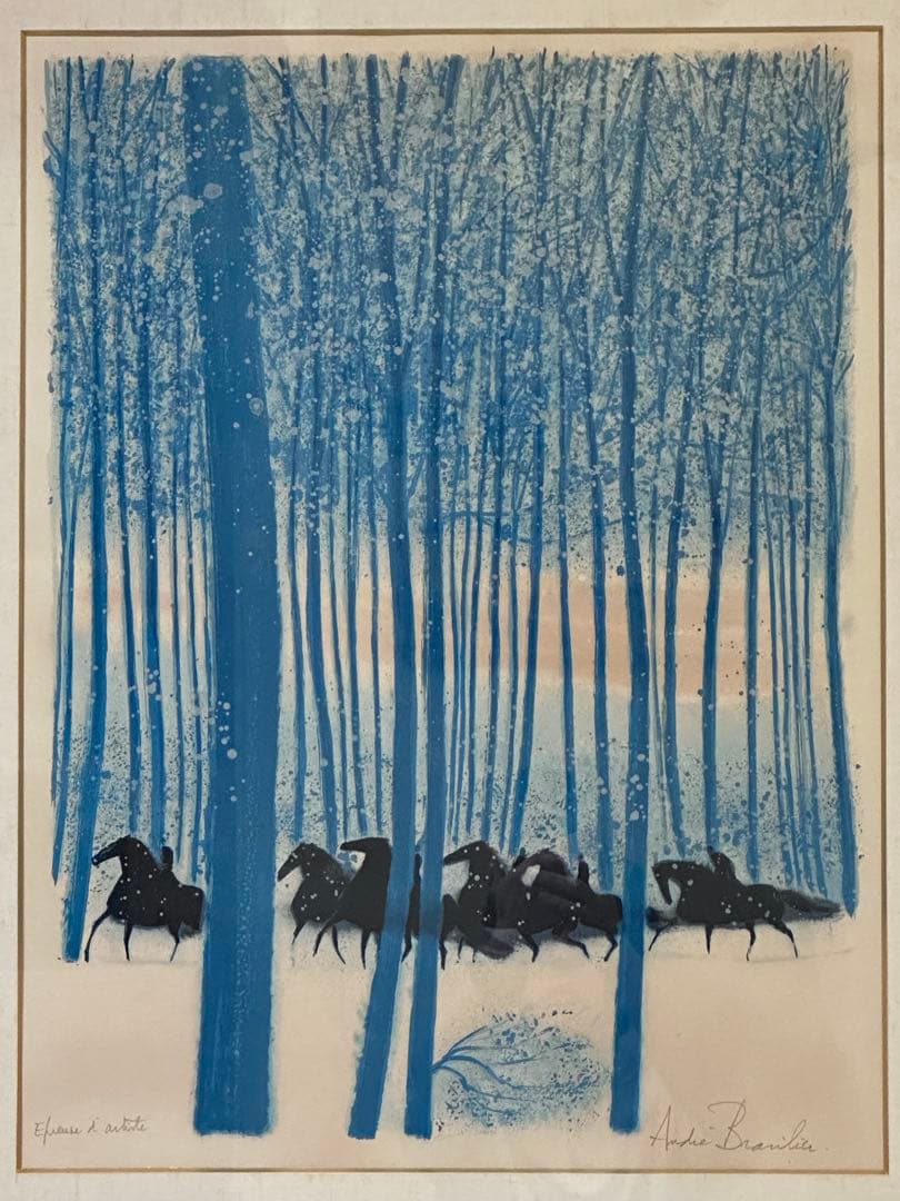 アンドレ・ブラジリエ リトグラフ水色の森