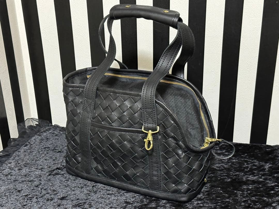 メッシュレザーペットキャリーバッグ
