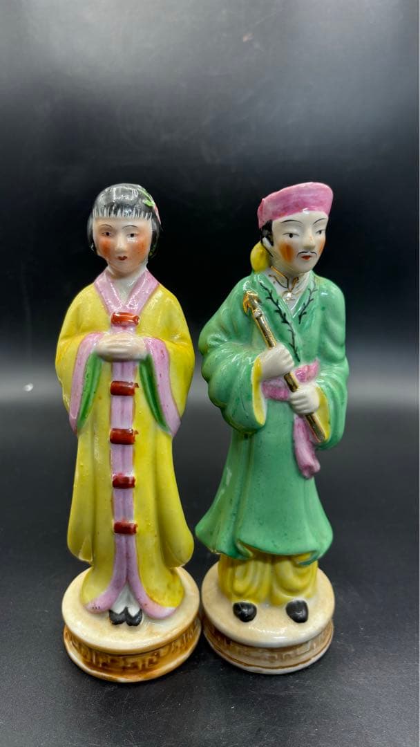 中国美術 古玩 色絵陶人形 陶器人形 高さ約20cm 置物 オブジェ 古董品