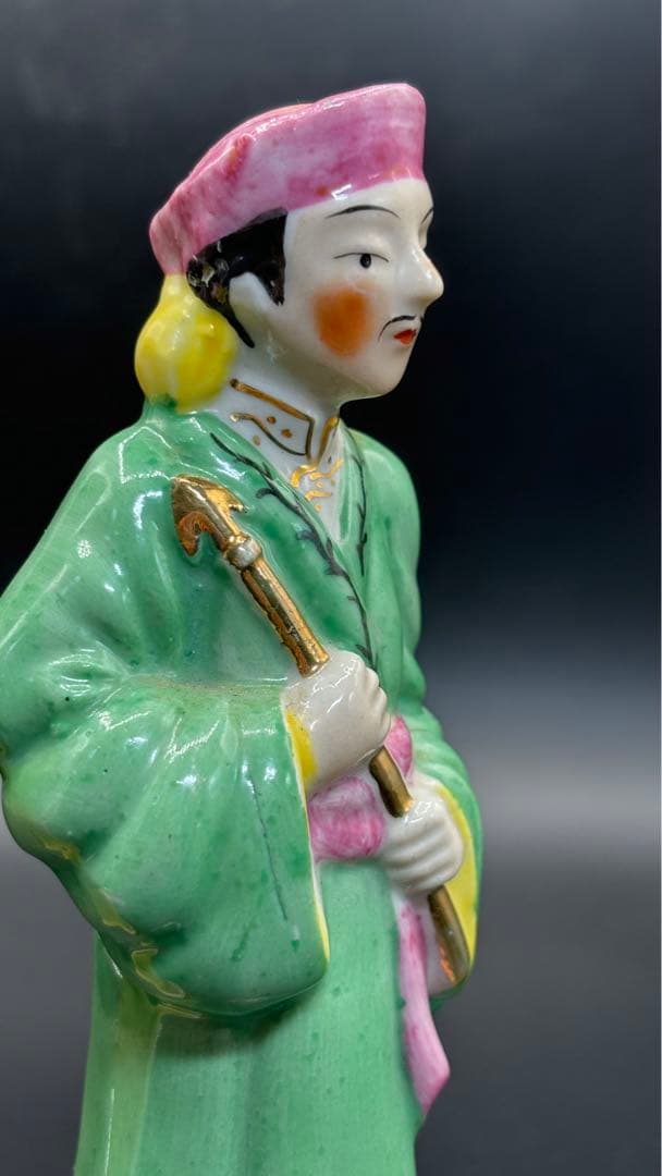 中国美術 古玩 色絵陶人形 陶器人形 高さ約20cm 置物 オブジェ 古董品