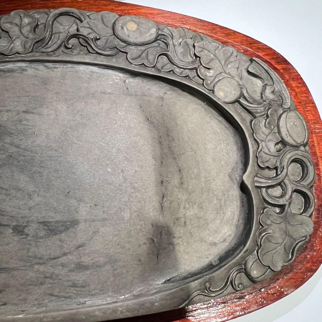 【超希少】　端渓硯　硯　スズリ　中国　骨董品　ヴィンテージ　蛍石　天然石　木箱入