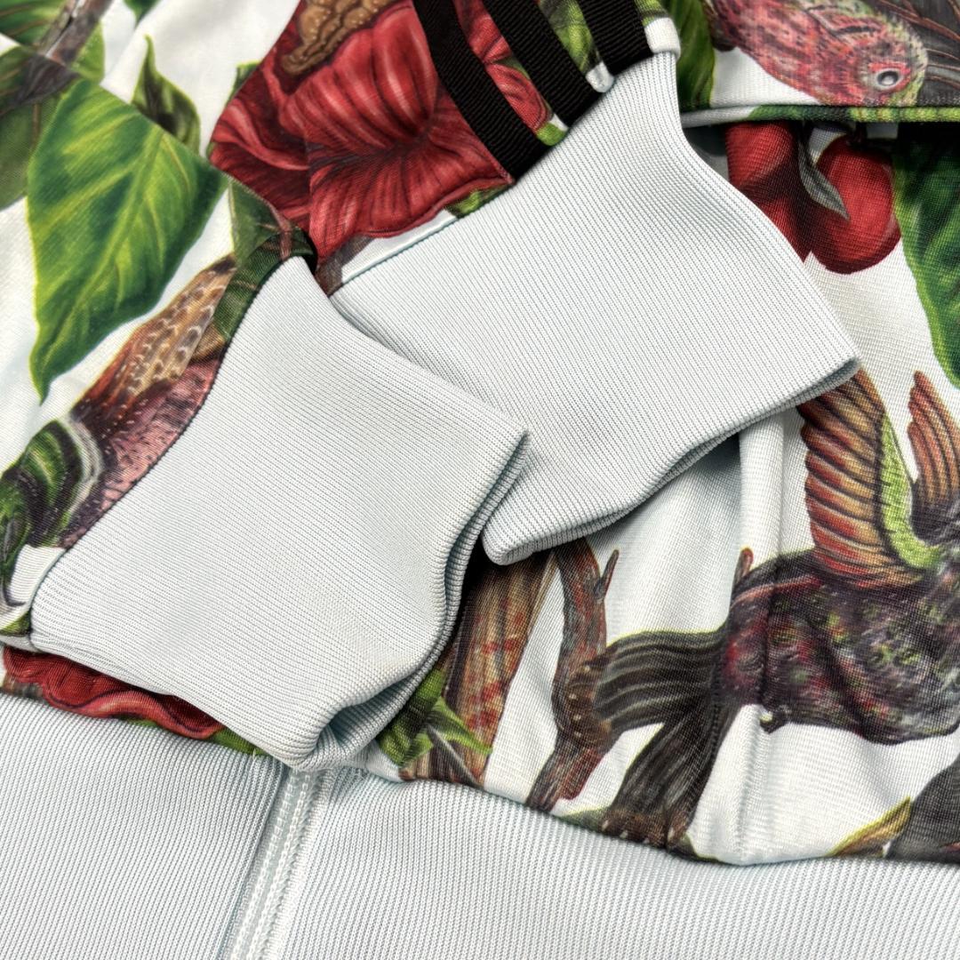 【希少】adidas FARM　花鳥柄セットアップ　M　刺繍ロゴ バックプリント