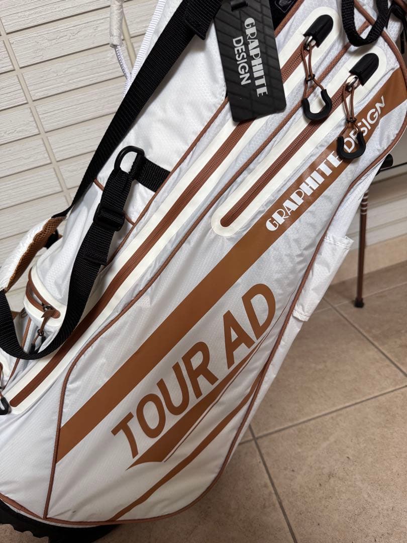 TOURADオリジナルスタンドキャディバッグ　ホワイト/カッパー
